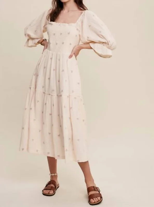 Style Redefined Ditzy Maxi Dress In Cream Y2K Nostalgic Fashion Look