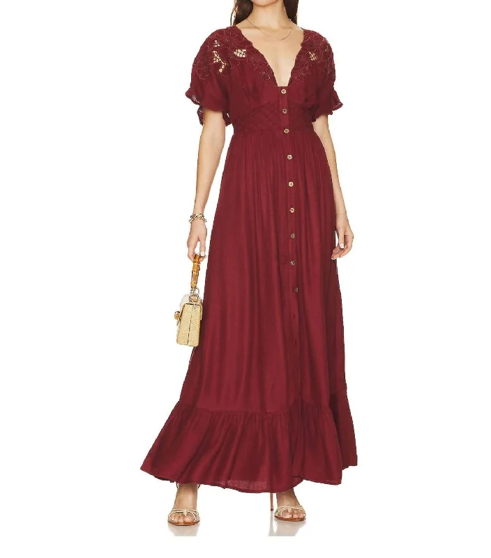 Limited Stock, Big Sale Colette Maxi Dress In Cinnamon Brown Effortless Comfort