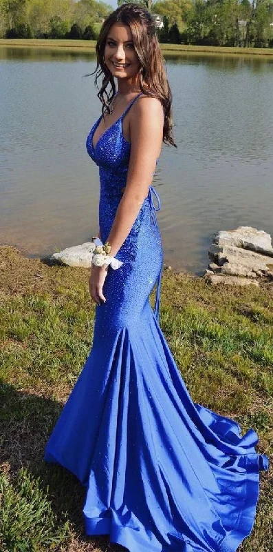 Special Offer Sparkly Royal Blue Mermaid Long Prom Dress,Royal Blue Formal Gown Y7379 Playful Elegance