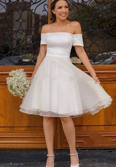 Unbeatable Prices Satin Organza Knee-length A Line Sleeveless Vintage Wedding Dress with Pleats Limited - Time Bundle
