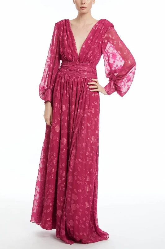 Hot Brand Discounts V-Neck Burnout Maxi Dress In Azalea Elegant Details