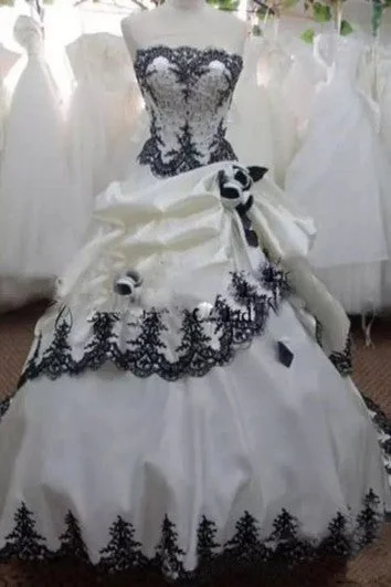 Hot Styles Ball Gown Taffeta Strapless Sleeveless Court Train Wedding Dress with Beading Cascading Ruffles and Tiers Dreamy Aesthetic