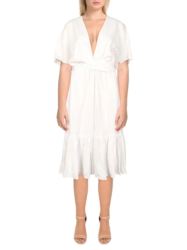 Contemporary Fashion Sale Womens Linen Tie Waist Midi Dress Urban Sophistication