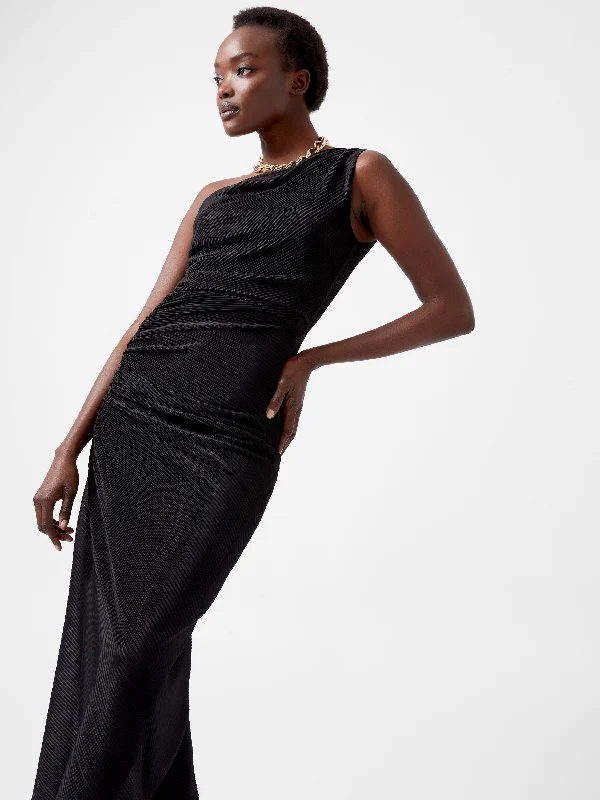 Budget Saver Talitha Plisse One Shoulder Maxi Dress Parisian Effortless Chic Style