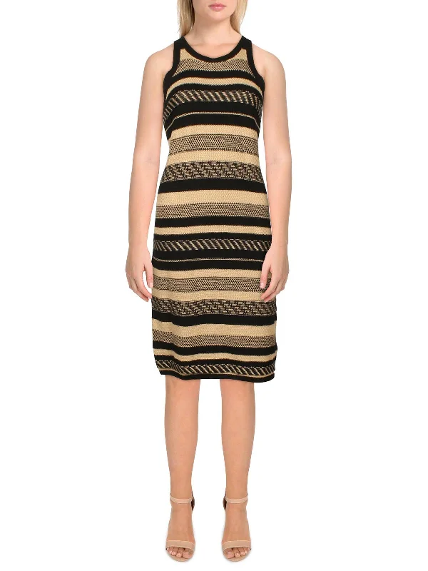 Vintage-Inspired Style Offers Womens Striped Knee Length Midi Dress Luxury Style