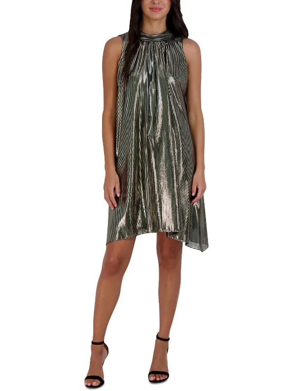 Chic Style Discounts Womens Metallic Assymetric Mini Dress