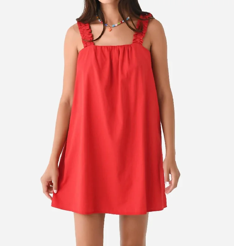 Trend Leading Collection Square Neck Mini Dress In Red