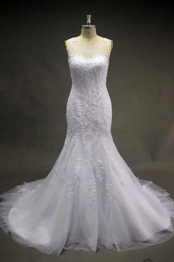 Stylish Statements Sleeveless Scoop Neck Mermaid Lace Dress With Tulle Skirt Limited - Stock