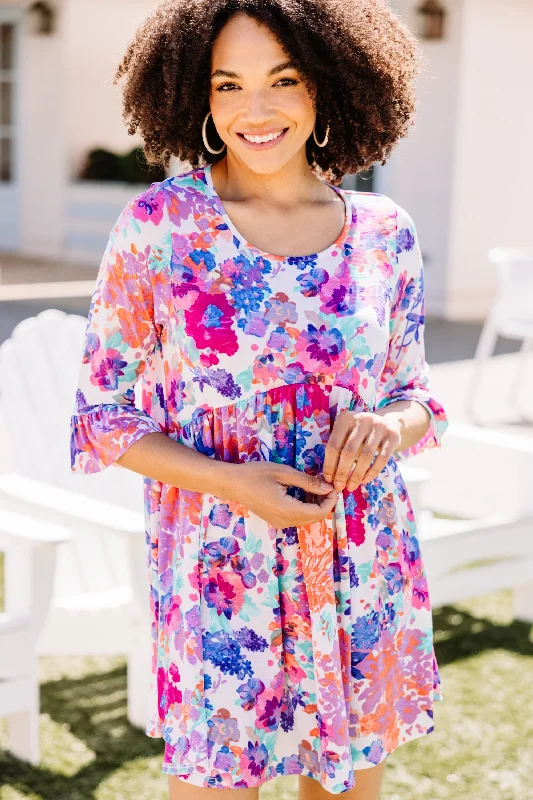 Huge Price Cut What You Know Pink Floral Babydoll Dress Sophisticated Cut