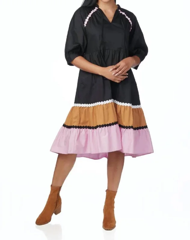 Everyday Elegance Sale Talulah Colorblock Midi Dress In Black Colorblock Feminine Grace