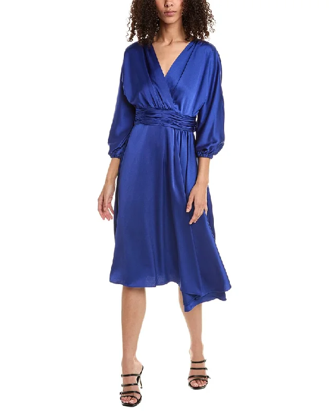 Stylish Savings Teri Jon by Rickie Freeman Surplice Midi Dress Boho - Chic Festival - Ready Style