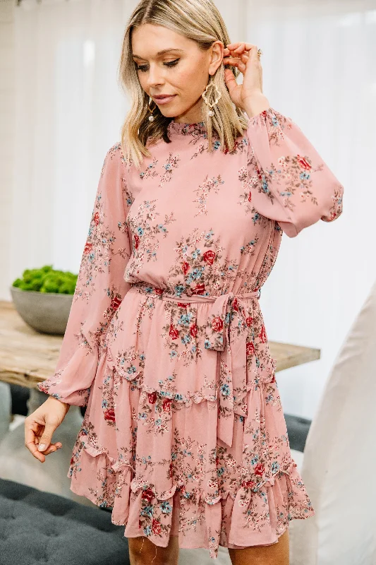 Best Deals Of The Season What's Ahead Mauve Pink Floral Dress Urban Sophistication
