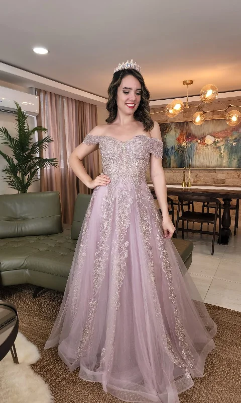Stylish Deals Long Lace Prom Ball Gown: Chicas CA1103 Feminine Soft - Hued Styles