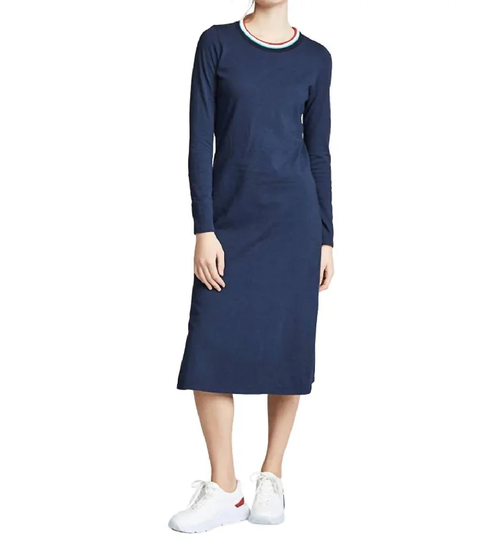 Chic Style Discounts Vintage Jersey Midi Dress In Indigo Great Deals On Ethnic Cultural Wear