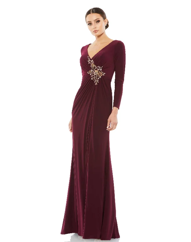 Best Deals Of The Season Mac Duggal 68736 Petite Long Sleeve Formal Dress Polished Finish