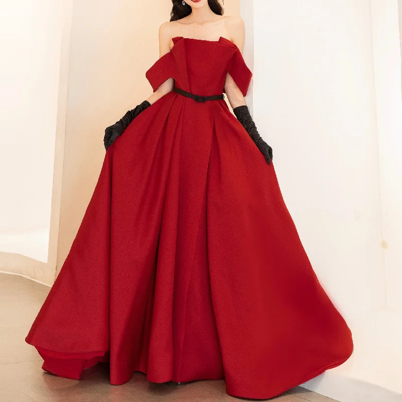 Limited Time Special Offer Off the Shoulder Satin Brown Wedding Dress Party Gowns Y2K Nostalgic Fashion Look