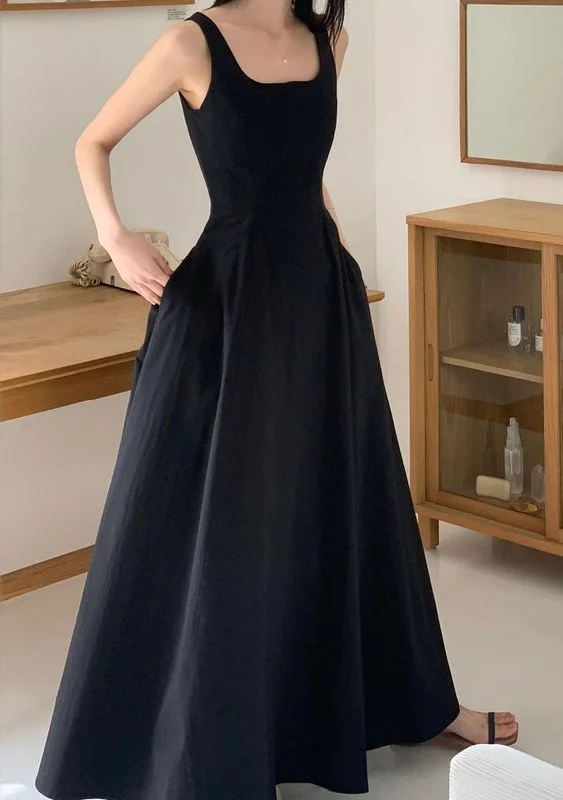 Premium Fashion Black A-line Square Neckline Prom Dress,Retro Black Formal Gown Y4724 Great Deals On Ethnic Cultural Wear