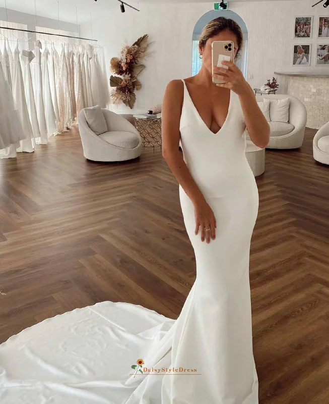 Unleash Your Trend Driven Style Simple Sexy Backless Fit and Flare Wedding Dress Disco - Inspired Retro Dance Look