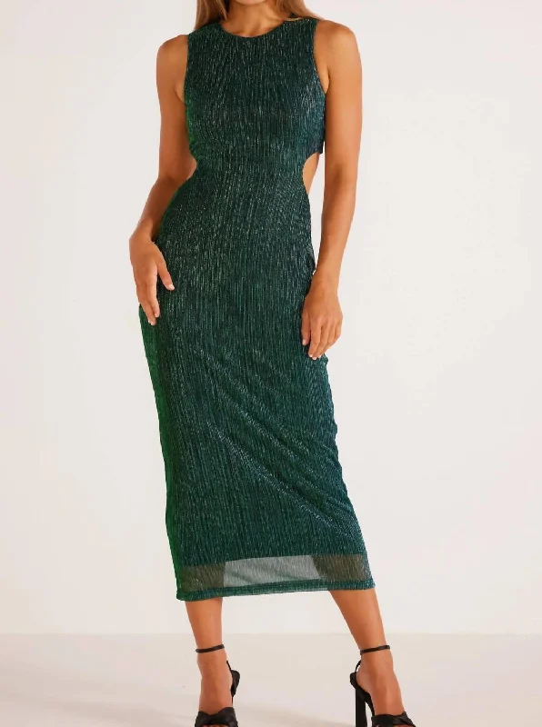 Cool Prices Astrid Cutout Midi Dress In Emerald Graceful Movement