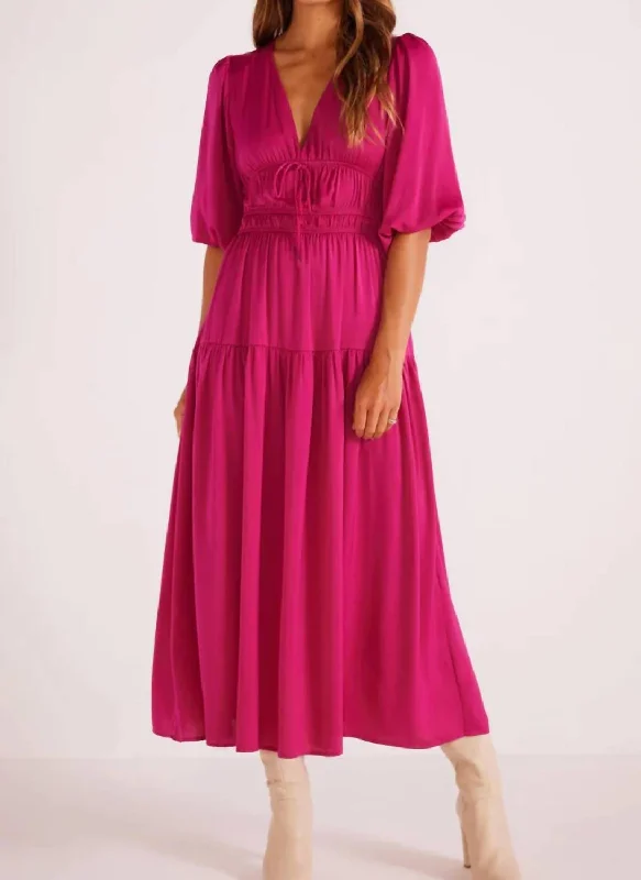 Trendy Women'S Wear Collection Safira Midi Dress In Berry Urban Sophistication