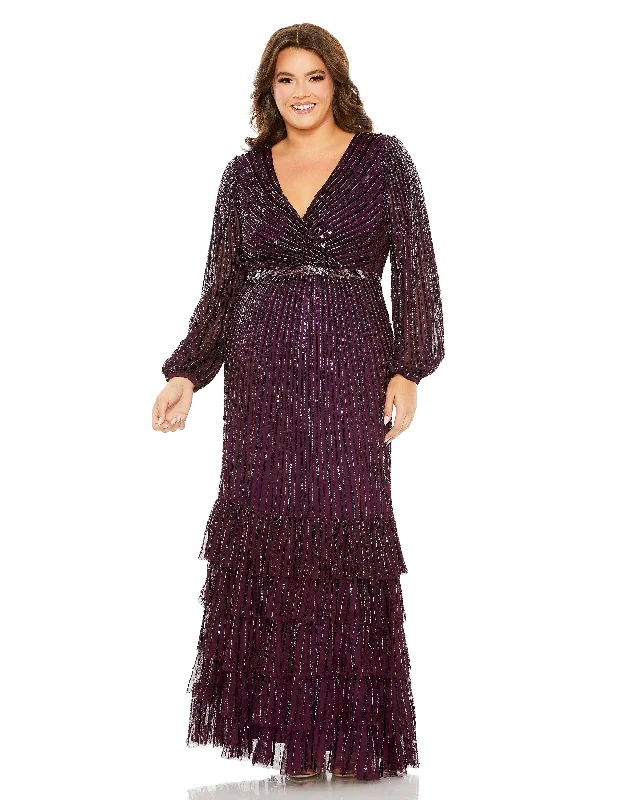 Trend Alert Mac Duggal 5784 Plus Size Long Sleeve Formal Evening Dress Romantic Date - Night Ensemble