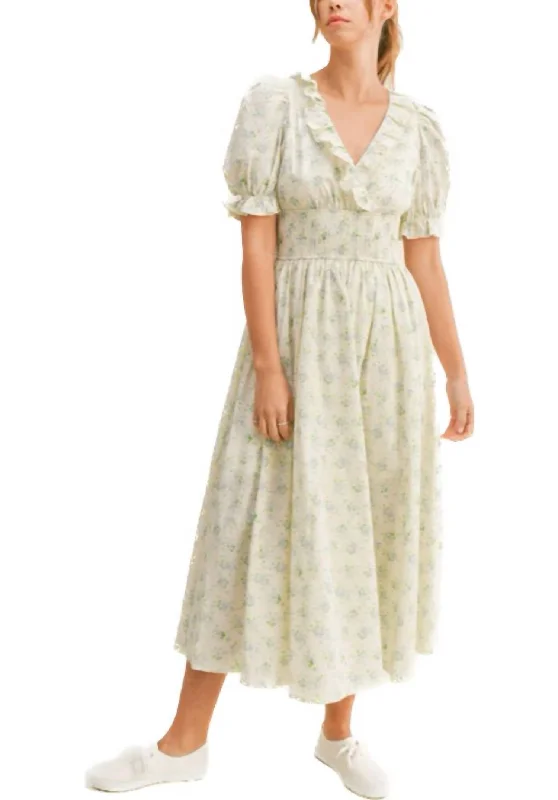 New Season Fashion Preview Women's Midi Dress In Prairie Blue Discounts On Casual Weekend Styles