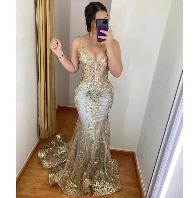Sophisticated Style Offers Sexy Spaghetti Straps Mermaid Evening Dress，Glamorous Evening Gown Y5253 Everyday Glamour