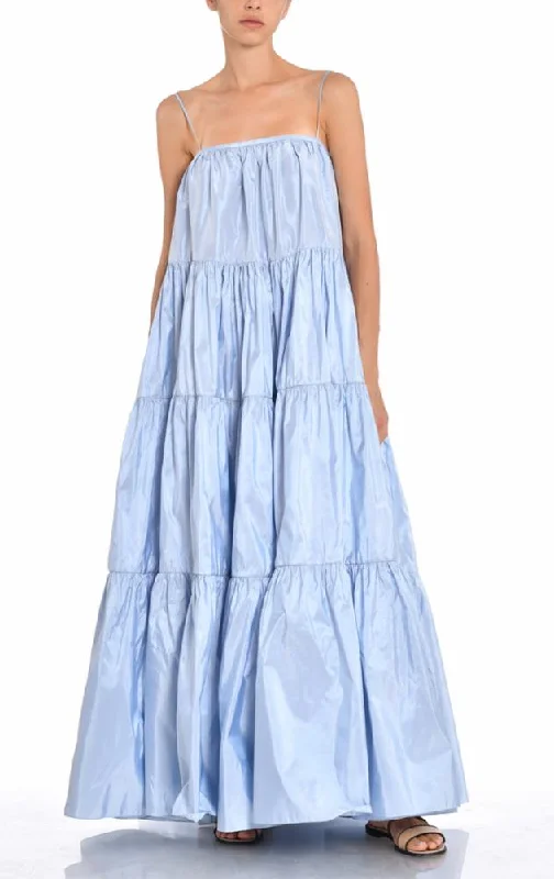 New Season Fashion Preview Tiered Maxi Dress In Silk Taffeta Contemporary Elegance
