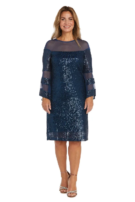 Dive Into Trendy Styles R&M Richards 2775 Long Sleeve Mother of the Bride Short Dress Holiday Sale