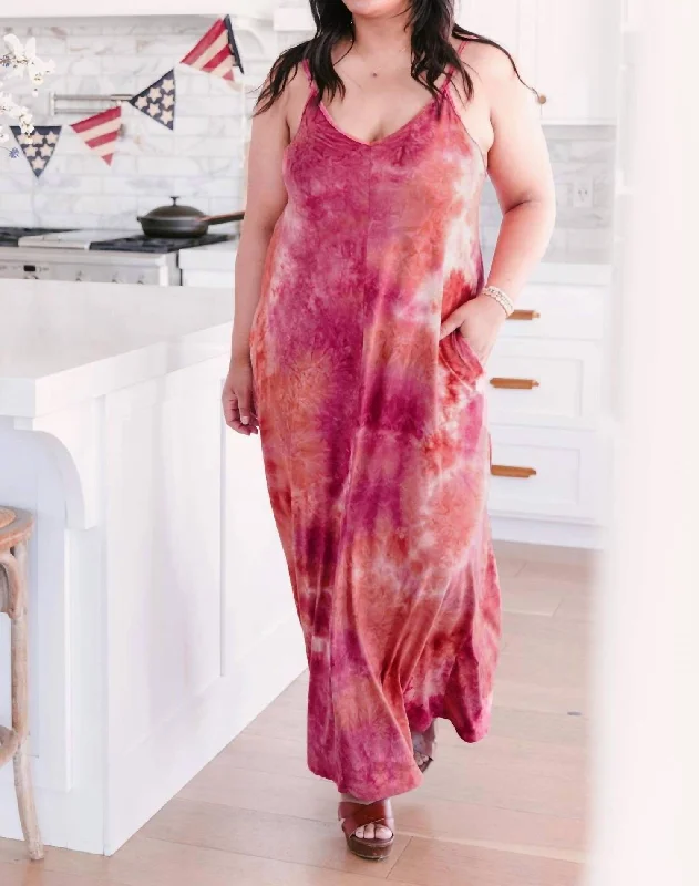 Fashion Essentials Saturday Afternoon Maxi Dress In Pink Tie Dye Fashion-Forward Style