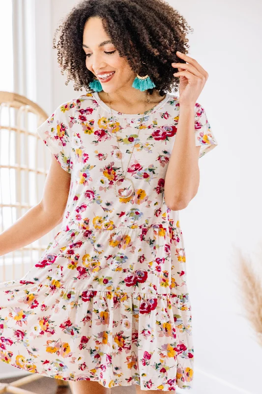 Flash Sales Love You Truly Beige Brown Floral Dress Exquisite Craftsmanship