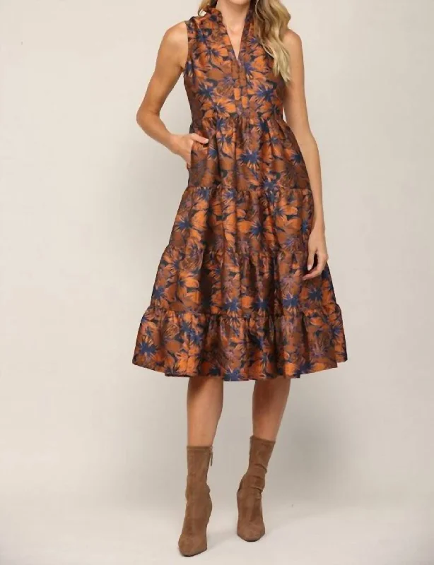 Unleash Your Fashion Archer Midi Dress In Rust Holiday Sale