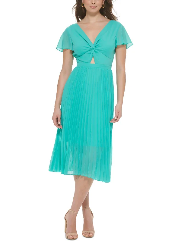 Retro Style Promotions Womens Keyhole-Cutout Mid Calf Midi Dress Charming Silhouette