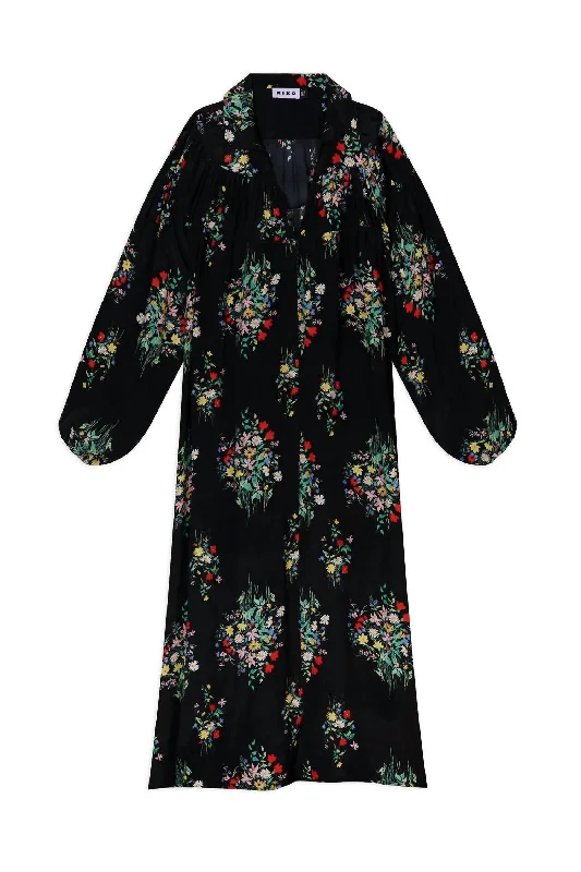 Summer Deals Khaleesha Midi Dress In Black Vintage Bunch Bold Patterns