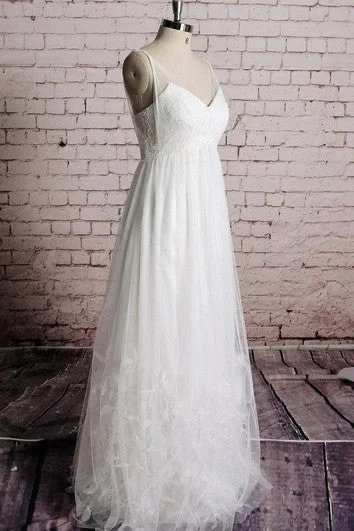 Latest Trends Sleeveless V-Neck A-Line Tulle Dress With Lace Bodice and Skirt Ruffles Luxury Comfort