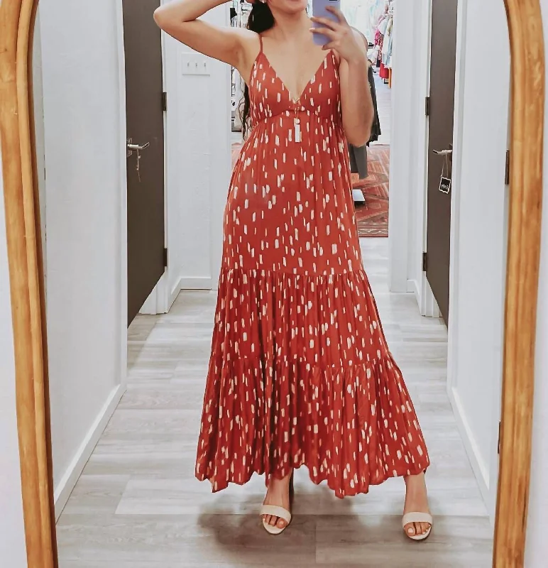 Stylish Looks Tiered Maxi Dress In Tuscan Rust Seasonal Trend