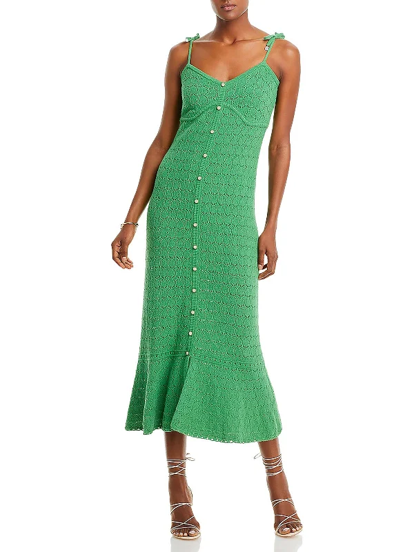 Urban Style Promotions Liliana Womens Open Stitch Mid-Calf Midi Dress Graceful Cut