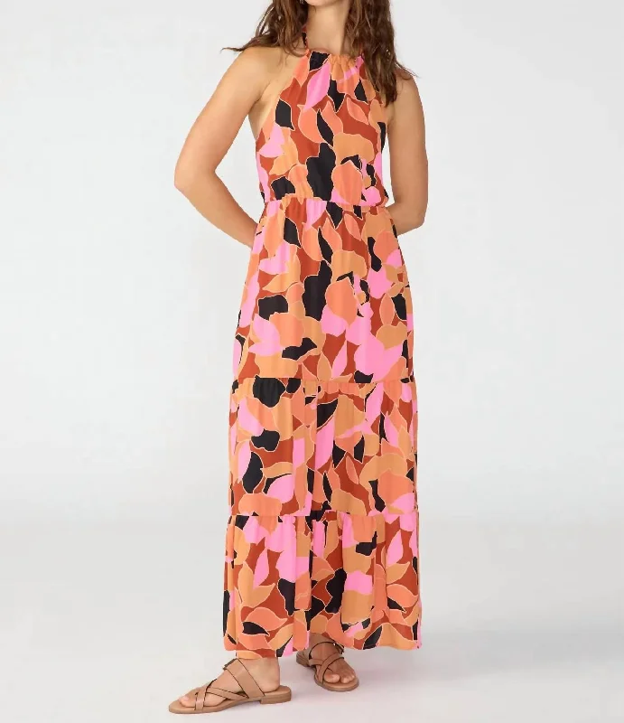 Fashion-Forward Offers Backless Maxi Dress In Multi Vintage Charm
