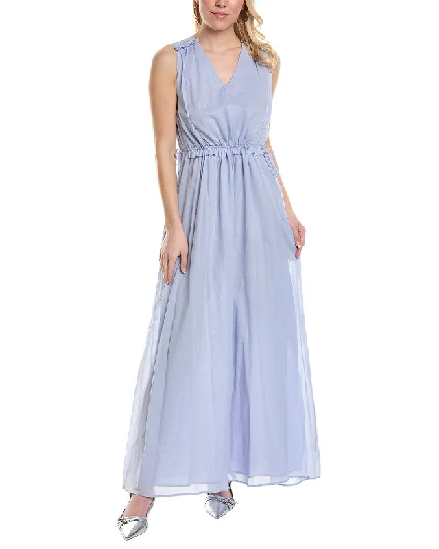 Holiday Attire Sale Peserico Drawstring Maxi Dress Cottagecore Rustic Charm Style