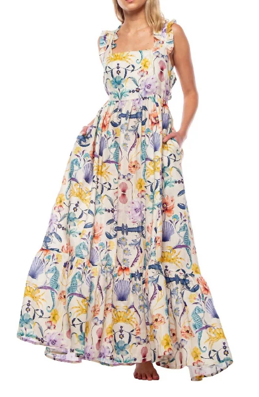 Best Deals Of The Season Mika Cotton Maxi Dress In Seahorses & Friend Score Big On Glamorous Red - Carpet Styles