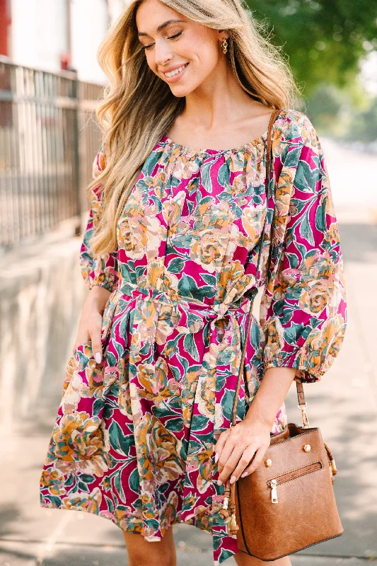 Must Haves See You Soon Magenta Floral Dress Feminine Elegance