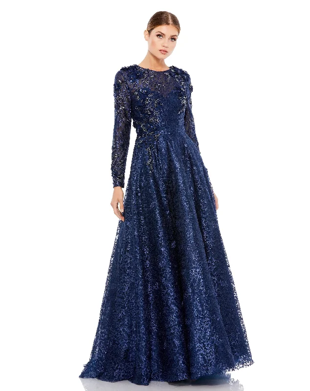 Budget-Friendly Fashion Mac Duggal A11121 Long Sleeve A Line Formal Prom Dress Chic Allure
