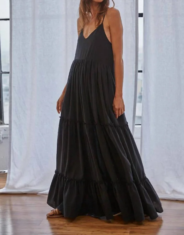 Everyday Elegance Sale Gauze Maxi Dress In Black Modern Glamour