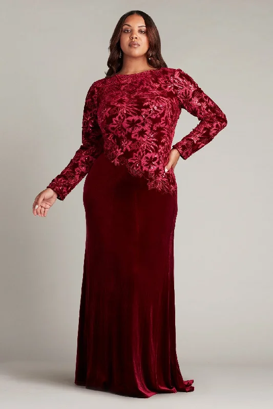 Special Offer For You Tadashi Shoji CCG16206LXYQ Long Sleeve Formal Sequin Velvet Plus Size Dress Feminine Flow