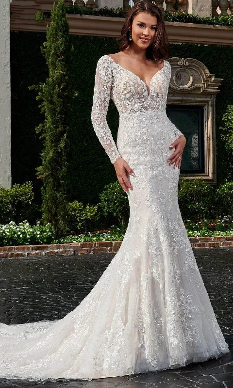Valentine's Special Rachel Allan Bridal Rb3162 - Long Sleeves Bridal Gown Luxury Style