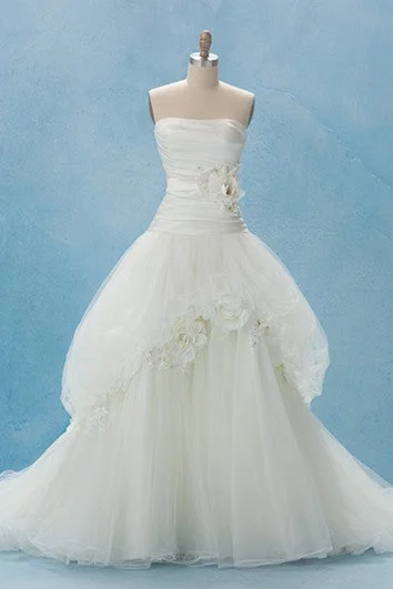 Special Offer For You Strapless Exquisite Long A-Line Dress With Flowers Feminine Grace