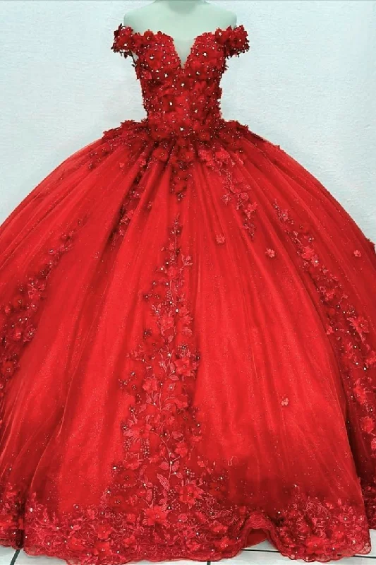 Don't Miss Out Elegant Red Appliques Quinceanera Dresses Ball Gown For 15th Birthday Party Y4265 Refined Look