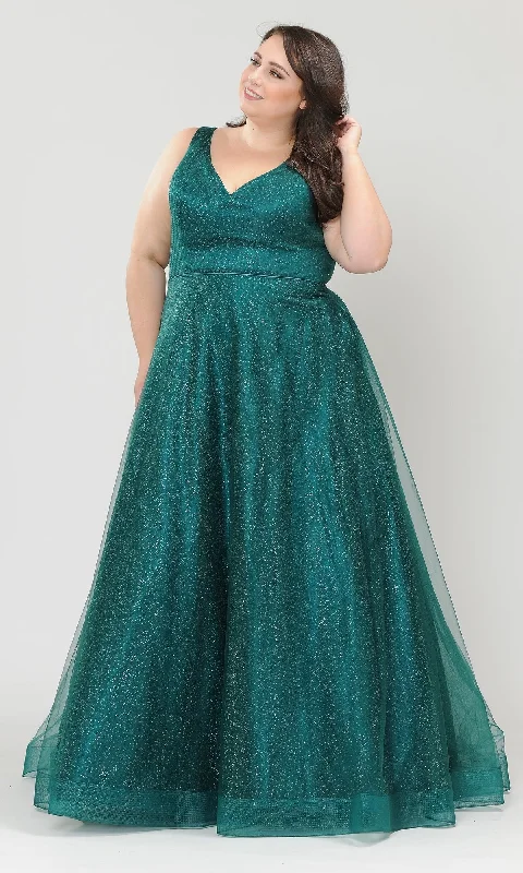 Stay Ahead In Style Glitter-Tulle Plus-Size Long Prom Gown W1024 Exquisite Craftsmanship