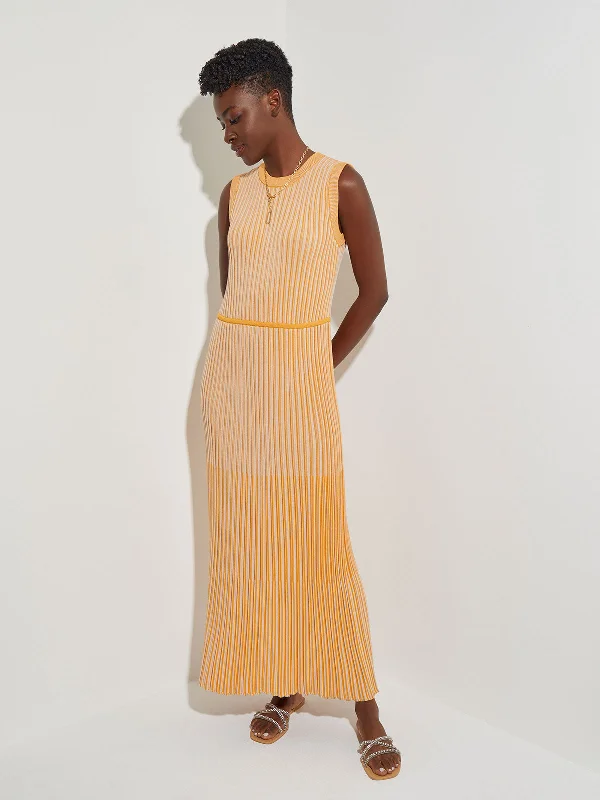 Trendy Threads Tonal Stripe Ribbed Knit Maxi Dress Elevated Style