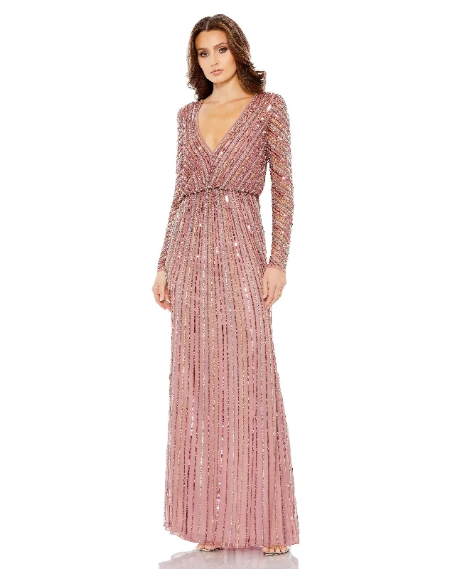 Exclusive Discount Mac Duggal A93647 Long Sleeve Formal Evening Dress Graceful Drape